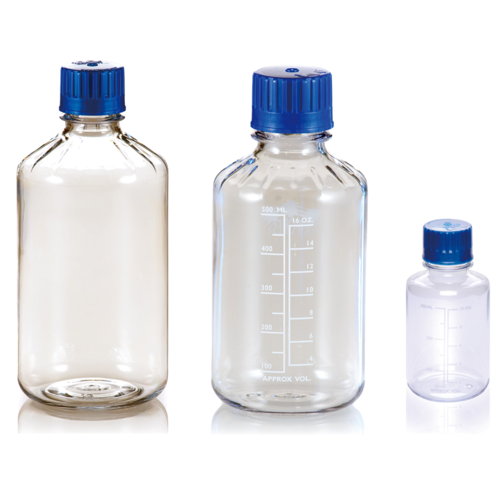 Autoclavable Polycarbonate Boston Round Media Bottles, RPC Series